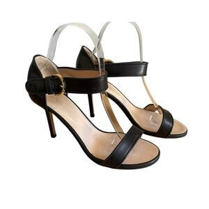 Sergio Rossi Black Leather Strappy Sandal Heel size EU 36.5/ US 6.5